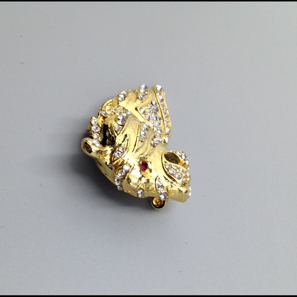 Vintage Rhinestone Roaring Tiger Brooch - Picture 4 of 8